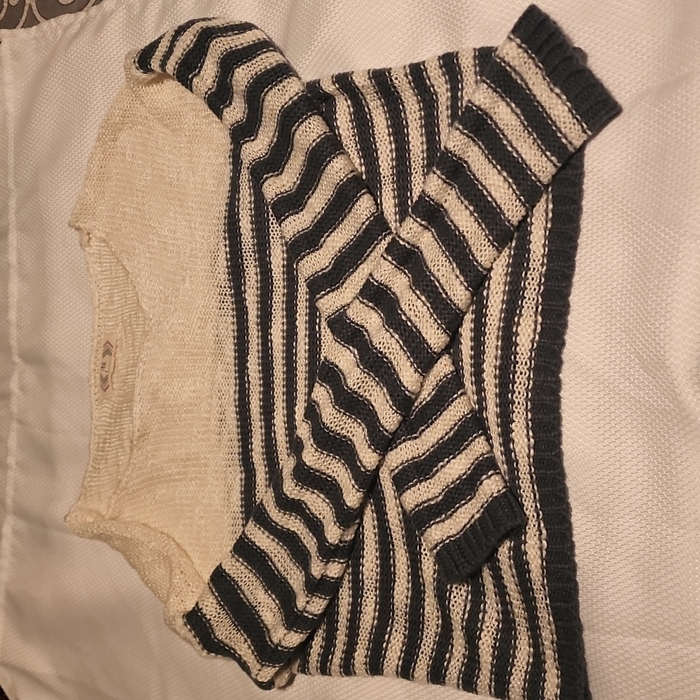 Cream and olive striped sweater